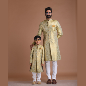 Handmade Kimkhab Green Golden Sherwani - Royal Legacy | Jaipurio